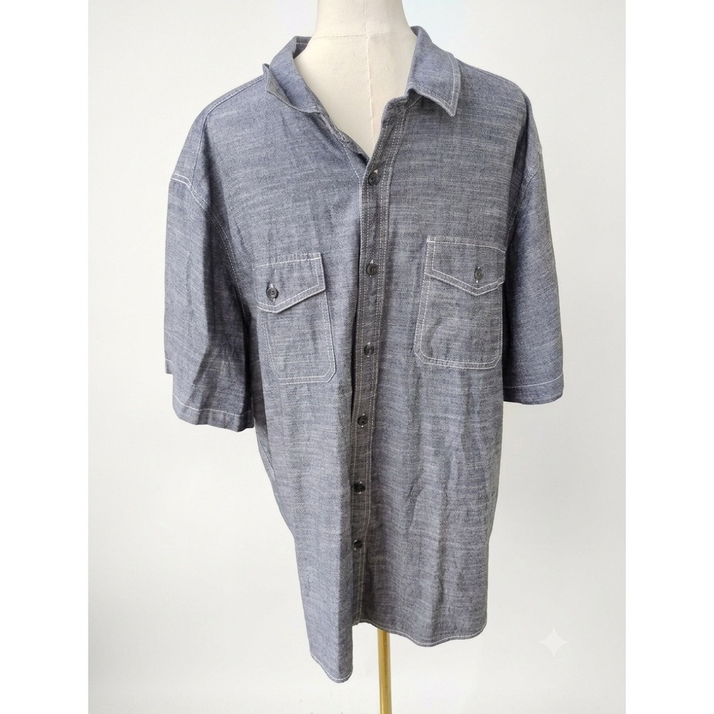 Men's Big & Tall Woolrich Blue Chambray Short Sleeve Shirt Size XXL